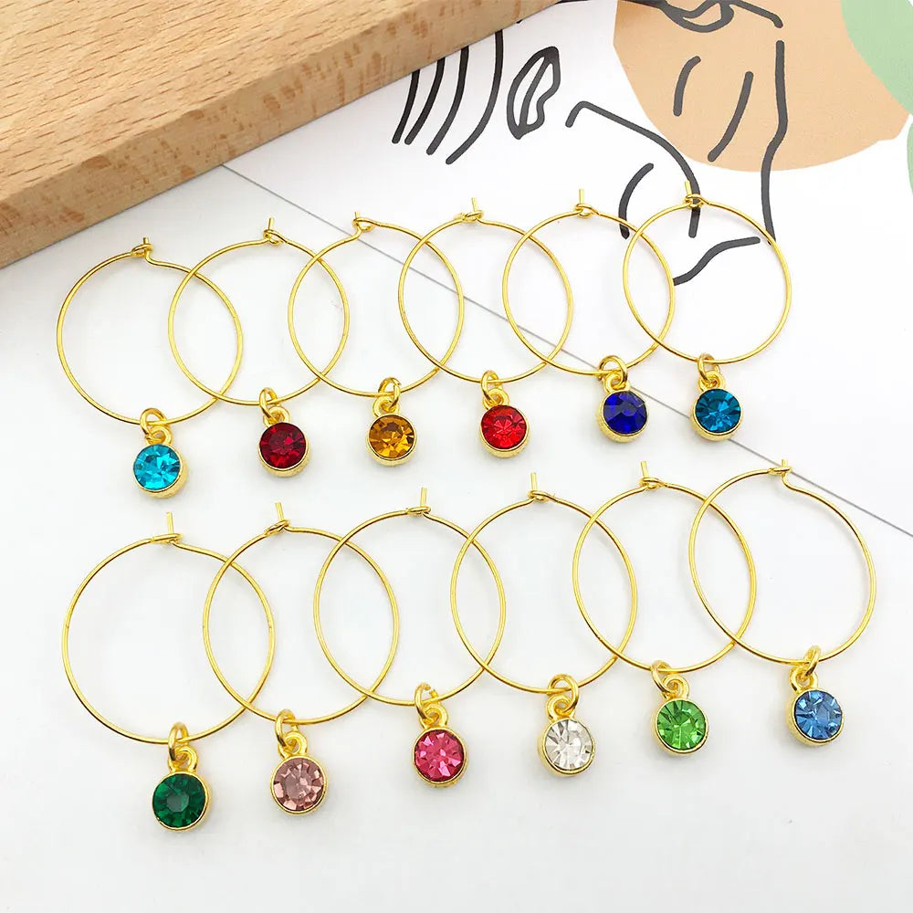 Multicoloured Crystal Wine Glass Charms