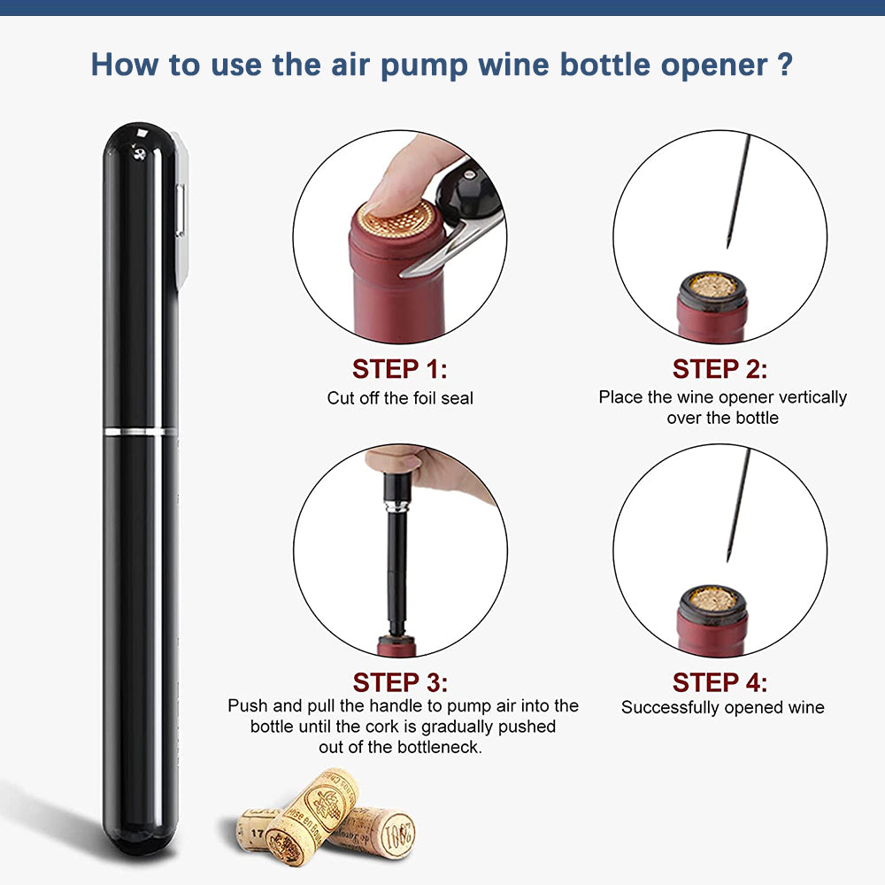 Air pump wine bottle opener