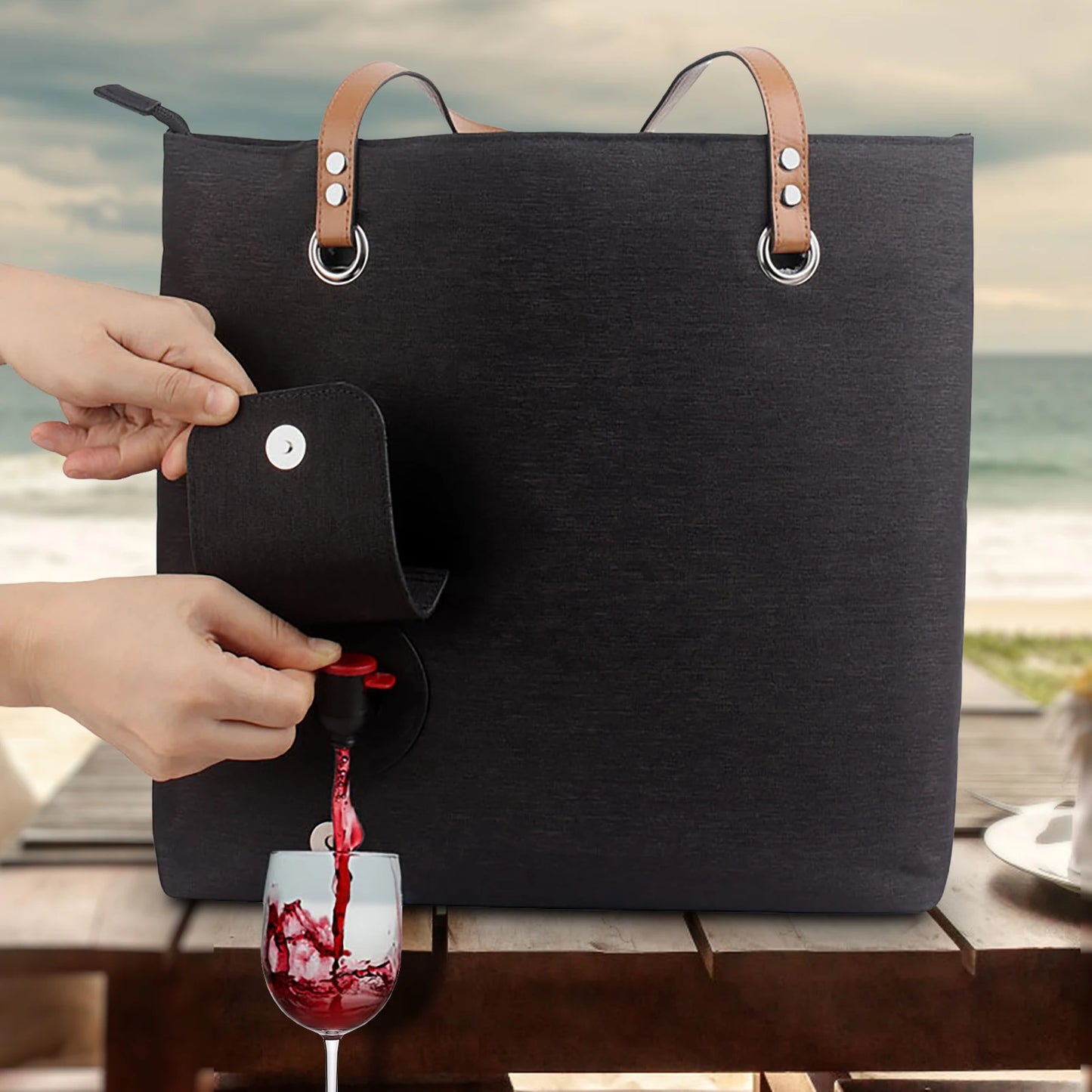 Insulated Wine Tote Bag with Drink Dispenser