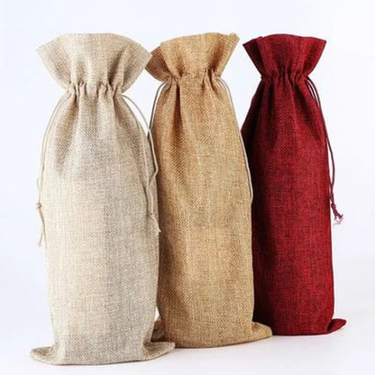 Fabric Drawstring Wine Gift Bags
