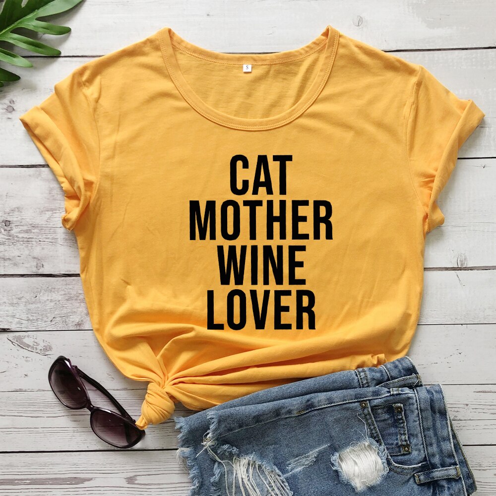 Cat Mother Wine Lover Women s T shirt in Pink