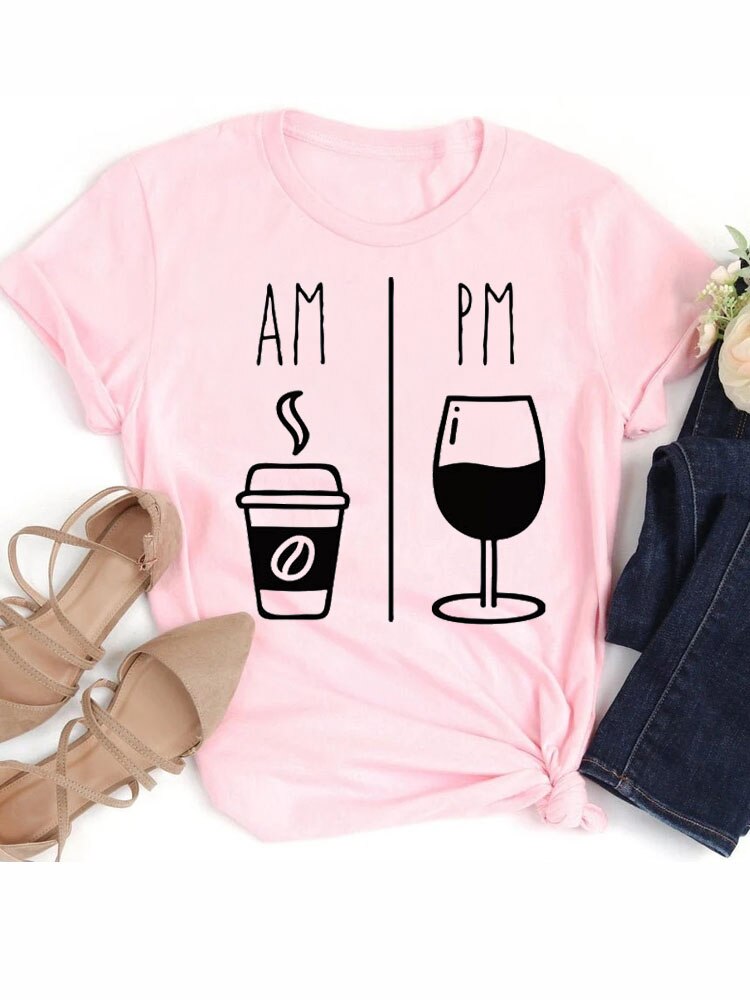 AM Coffee PM Red Wine Funny Women's T-shirt