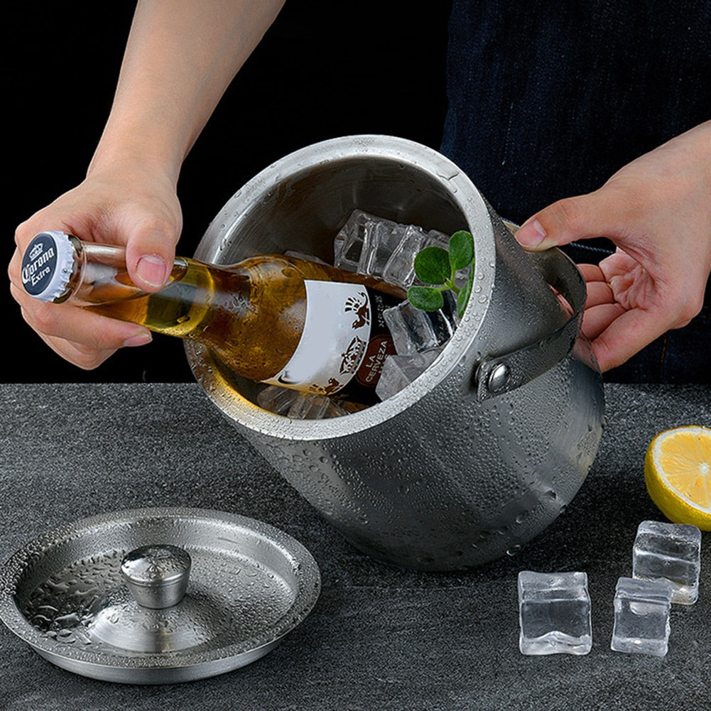 1.6L Stainless Steel Insulated Ice Bucket with Lid